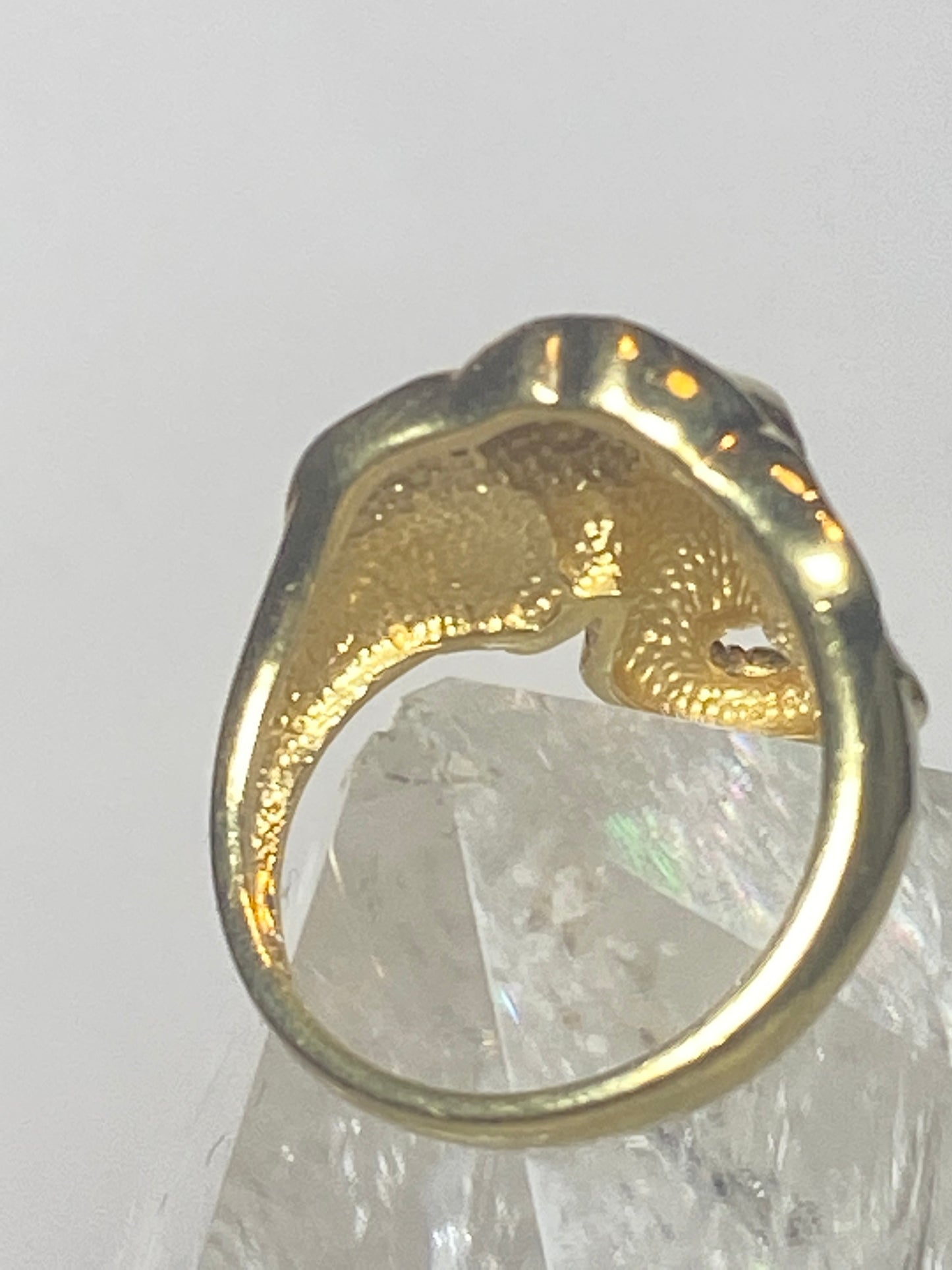 Elephant ring size 7 sterling silver women unknown overlay goldish in color