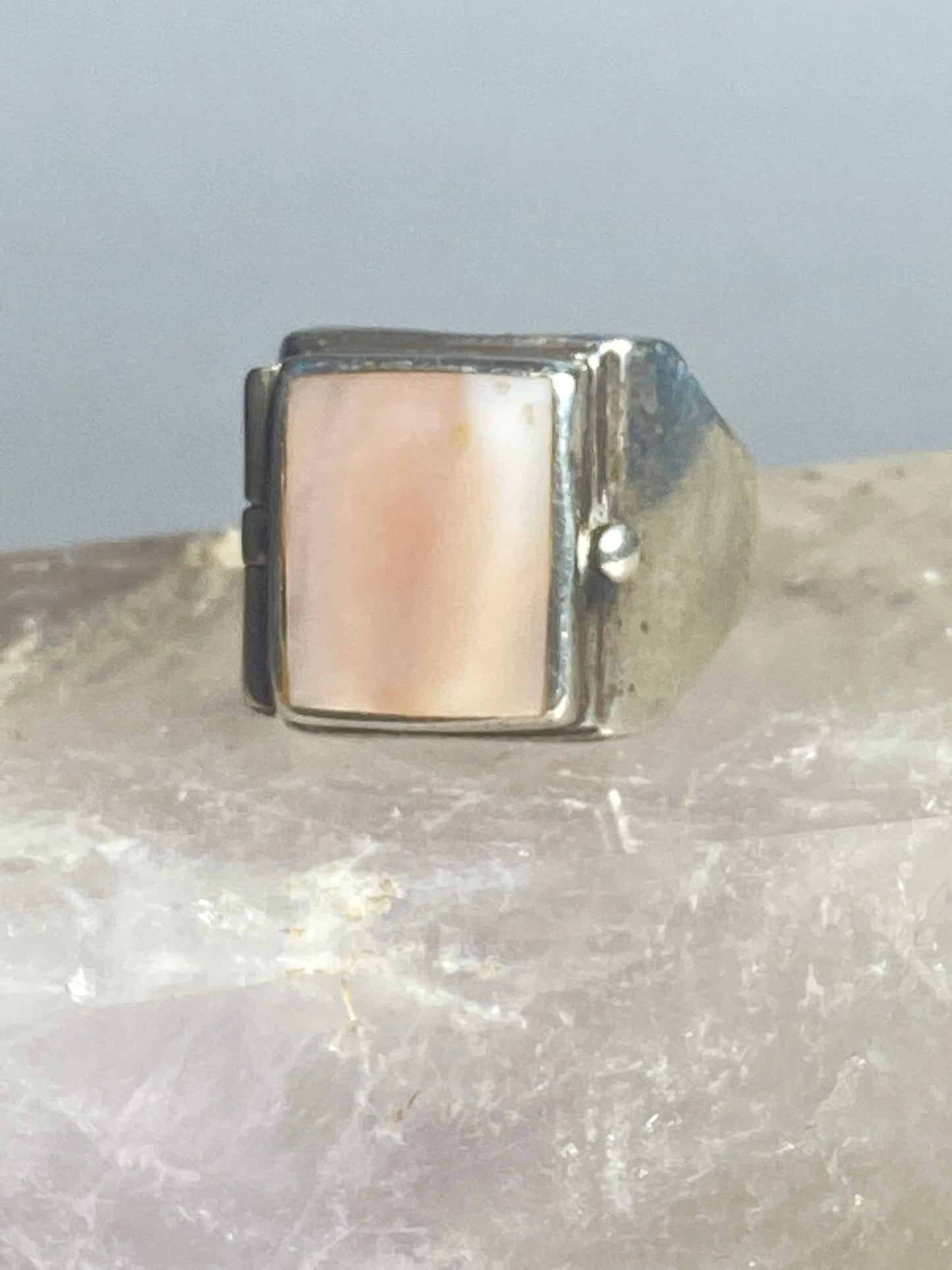 Poison ring mother of pearl southwest sterling silver band women