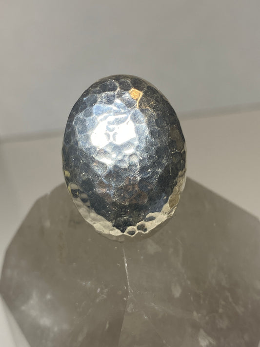 Hammered ring Large Oval southwest sterling silver band women girls