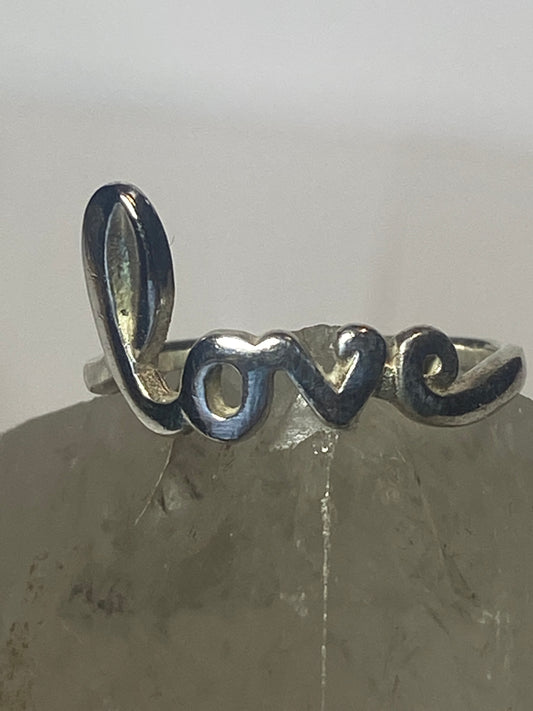 Love ring friendship word heart Valentine pinky band sterling silver women girl