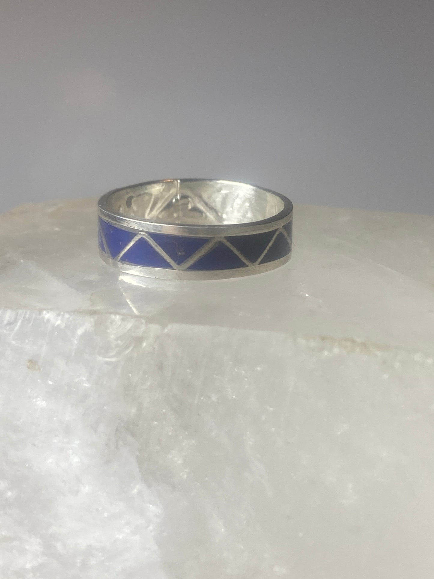 Blue lapis band ring size 9.50 Navajo southwest  sterling silver women b