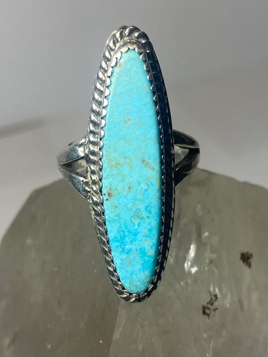 Turquoise ring long southwest Navajo  sterling silver women girls
