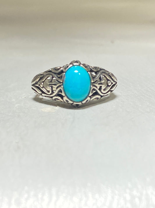 turquoise ring heart design slender sterling silver band