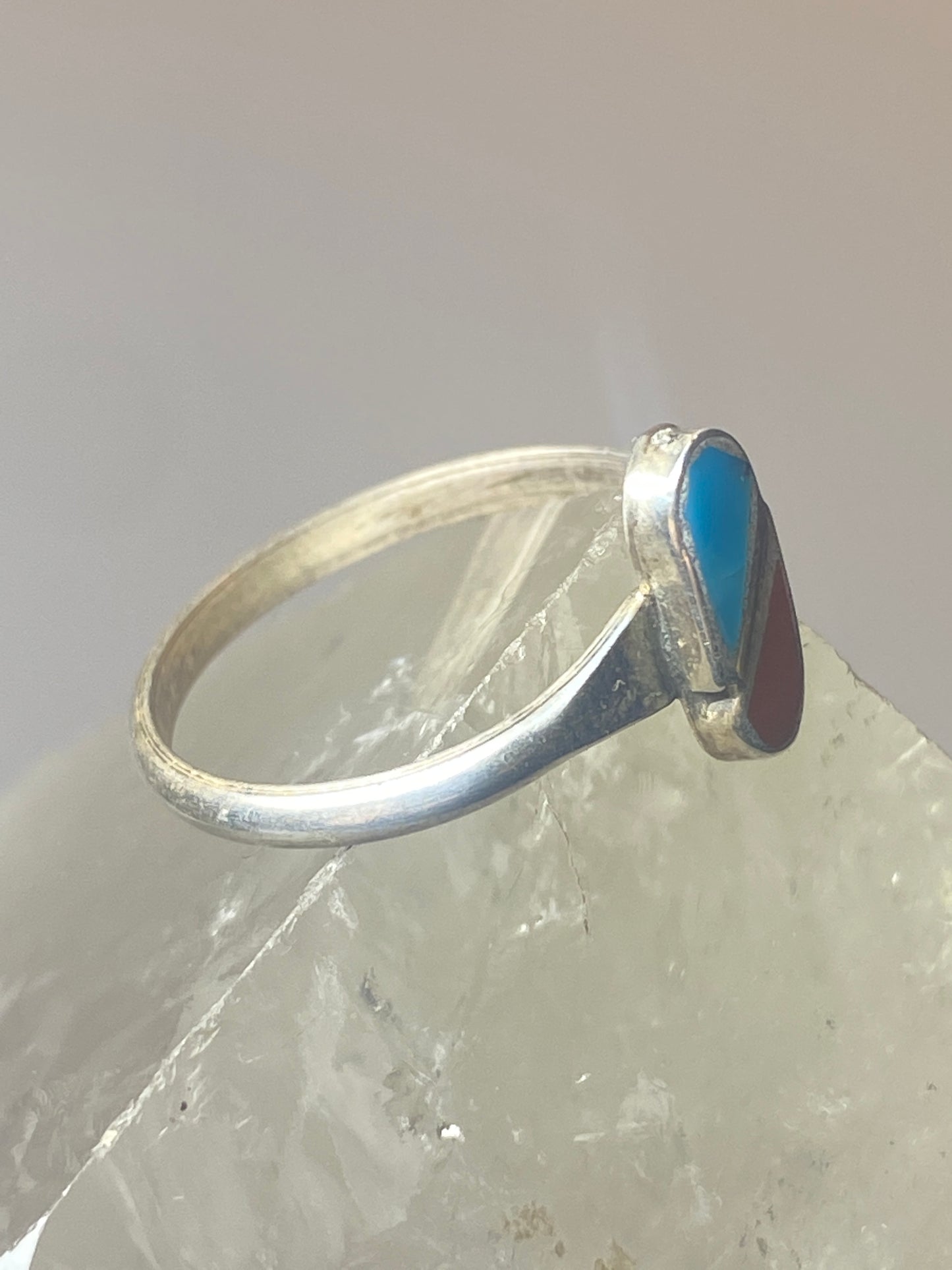 Turquoise coral ring southwest  sterling silver women girls n