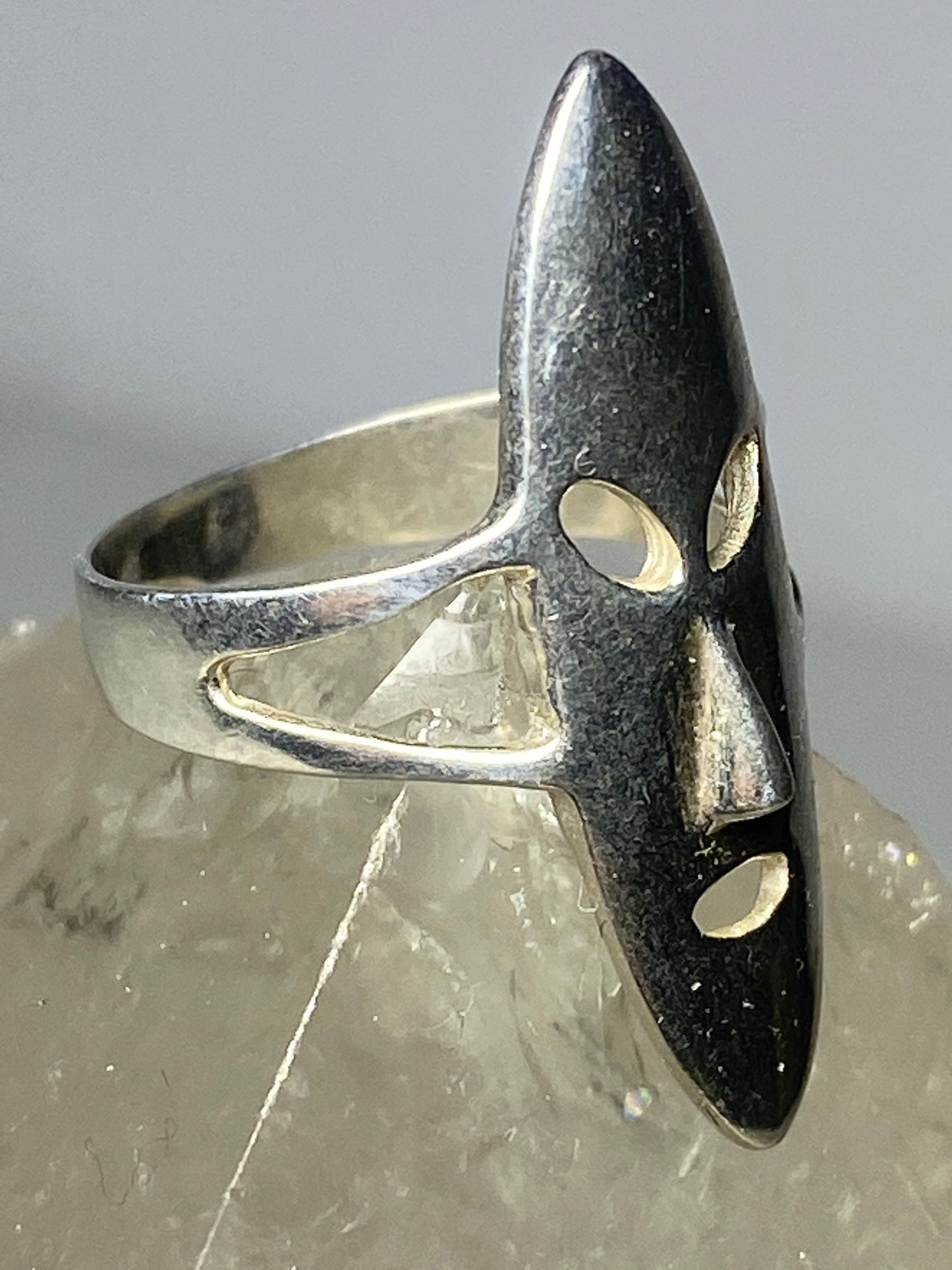 long face ring mask tribal band sterling silver women girls