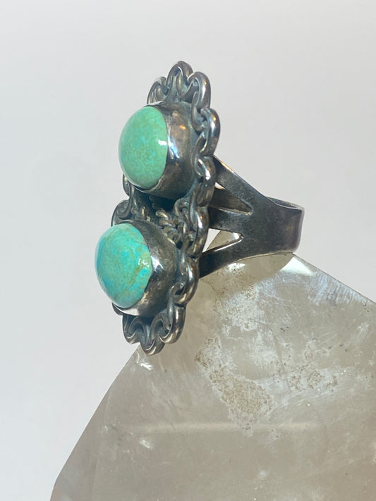 Vintage Navajo Southwestern Turquoise Sterling Silver Ring Size 7.25
