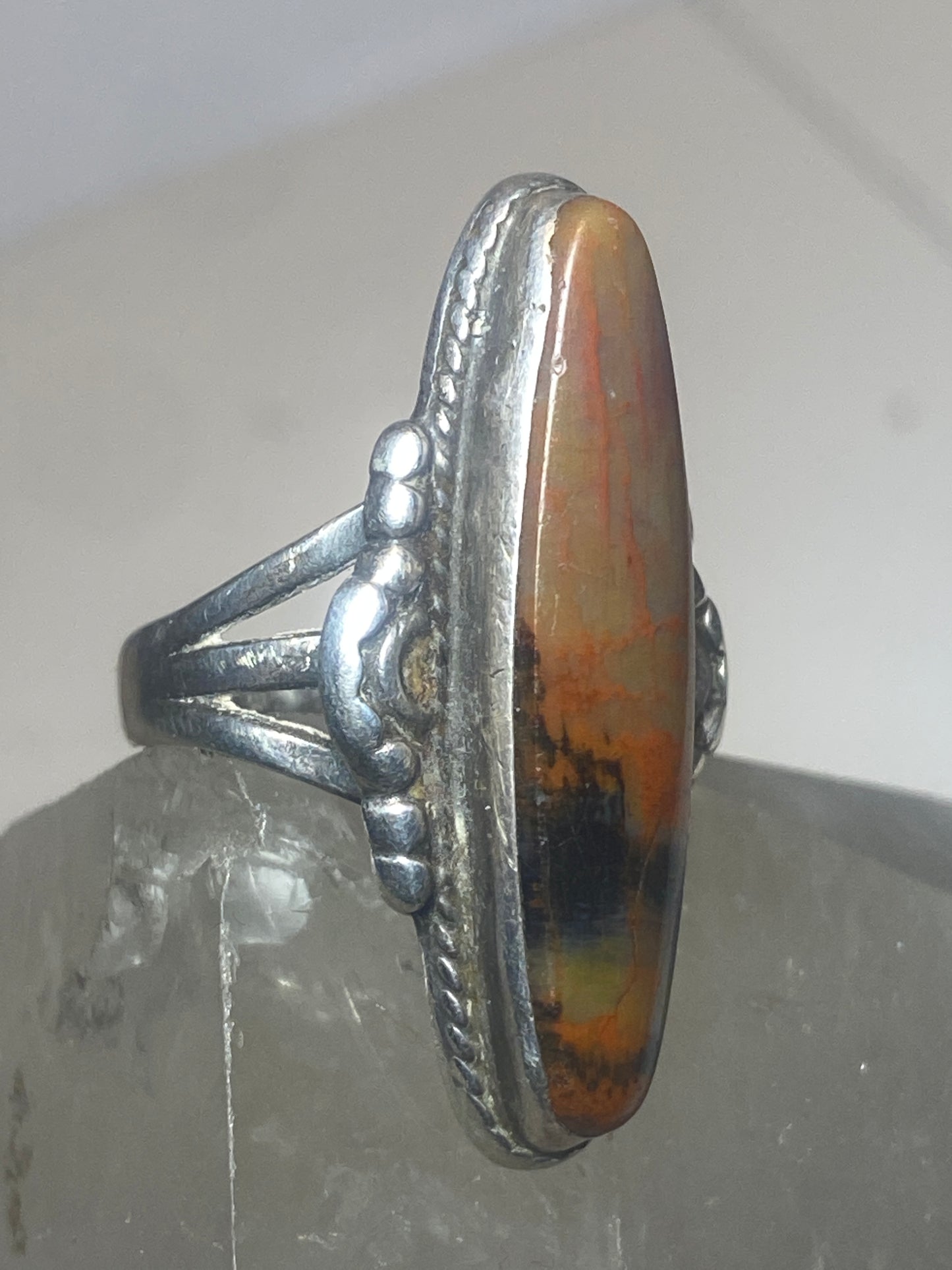 Long agate ring size 8.50 southwest sterling silver women
