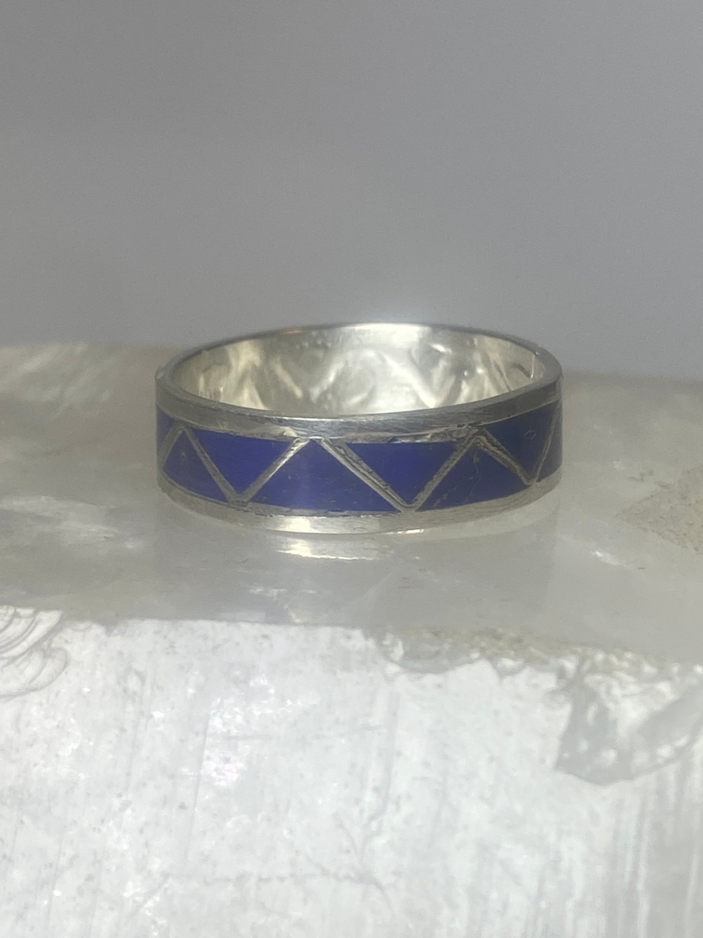 Blue lapis band ring size 9.50 Navajo southwest  sterling silver women b