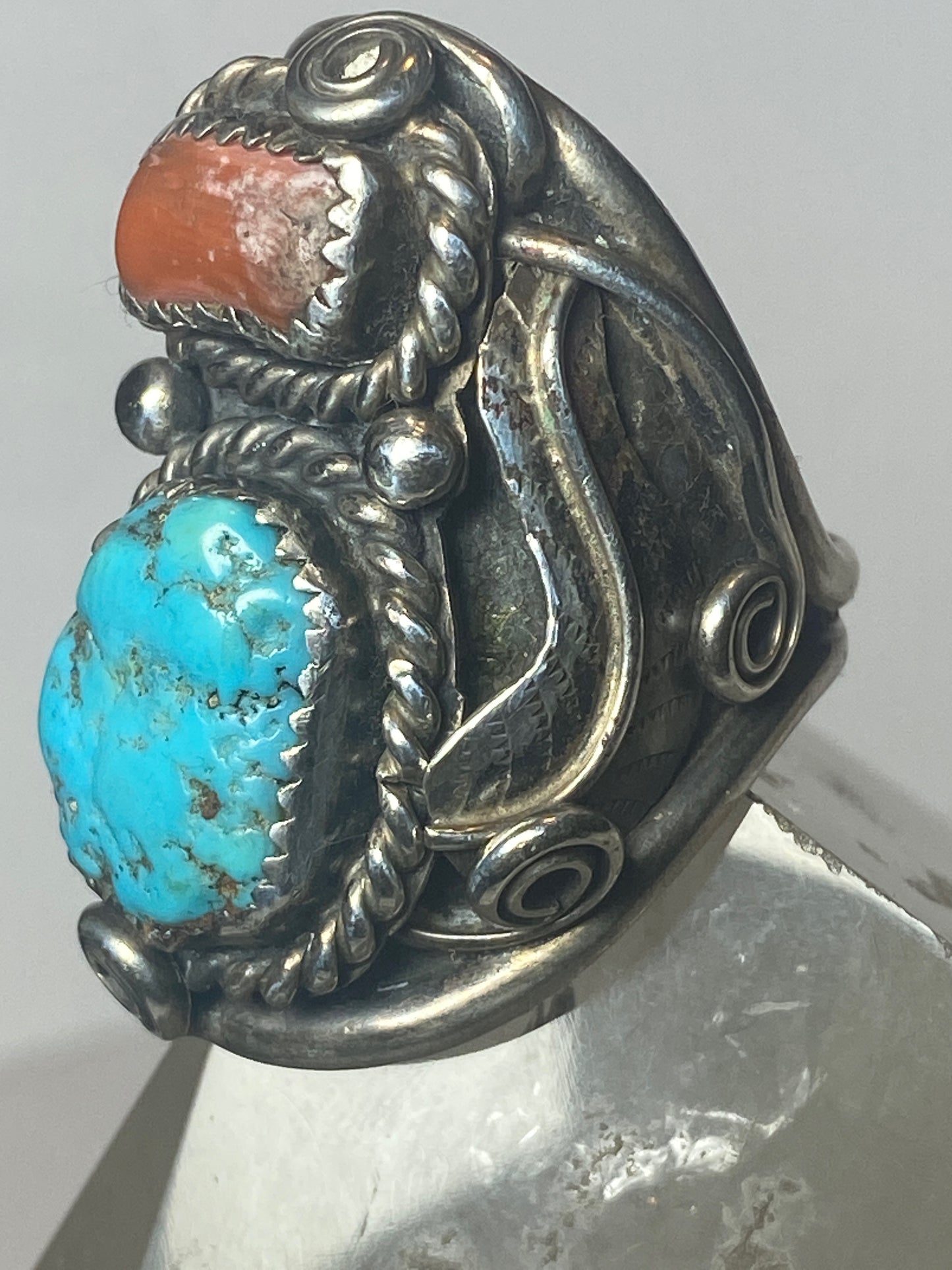 Turquoise Coral Southwest sterling silver women men