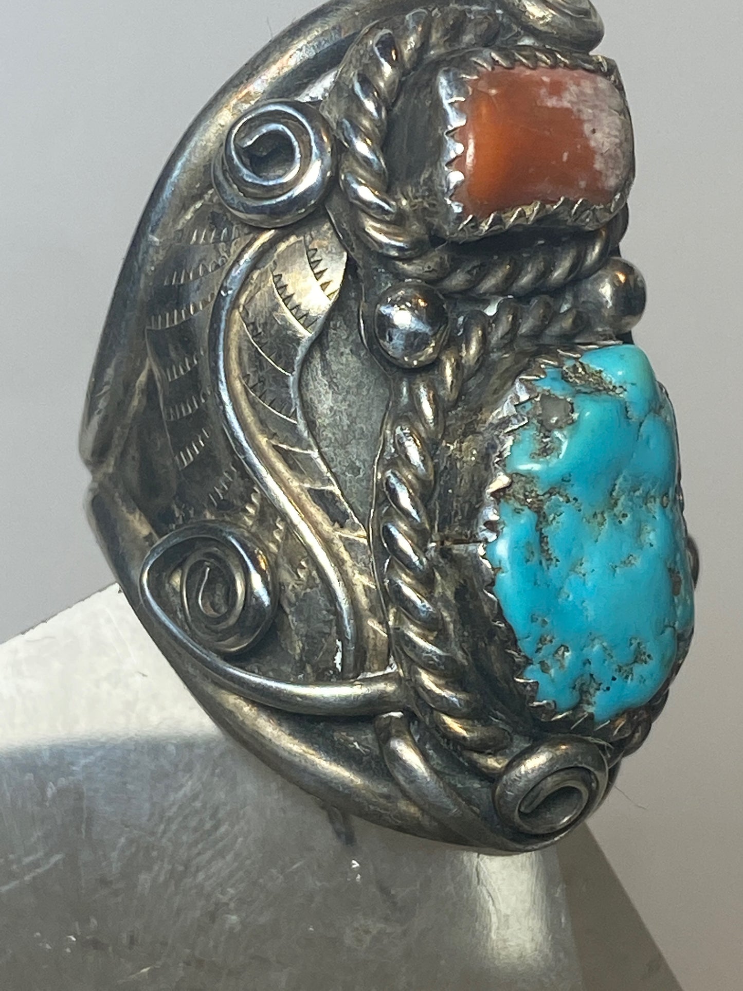 Turquoise Coral Southwest sterling silver women men