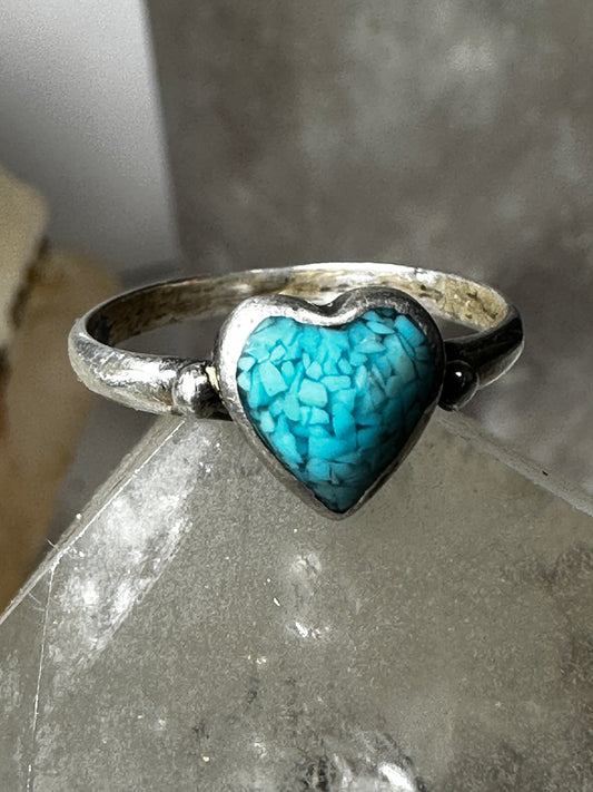 Heart ring turquoise Love Valemtine band size 6.75 sterling silver women