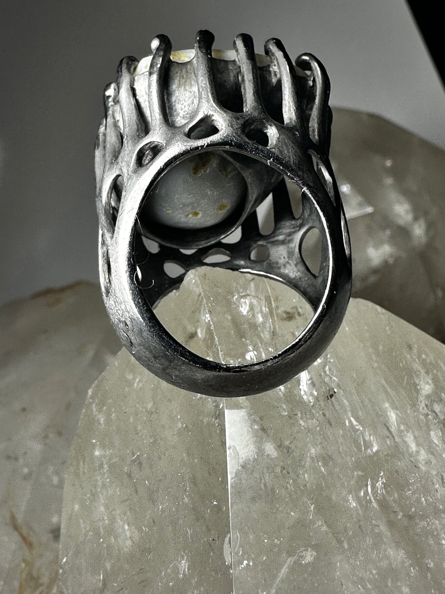 Brutalist ring Druzy size 7.75 sterling silver women