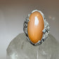 Art Deco ring long amber floral setting size 8.25 sterling silver