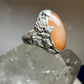 Art Deco ring long amber floral setting size 8.25 sterling silver