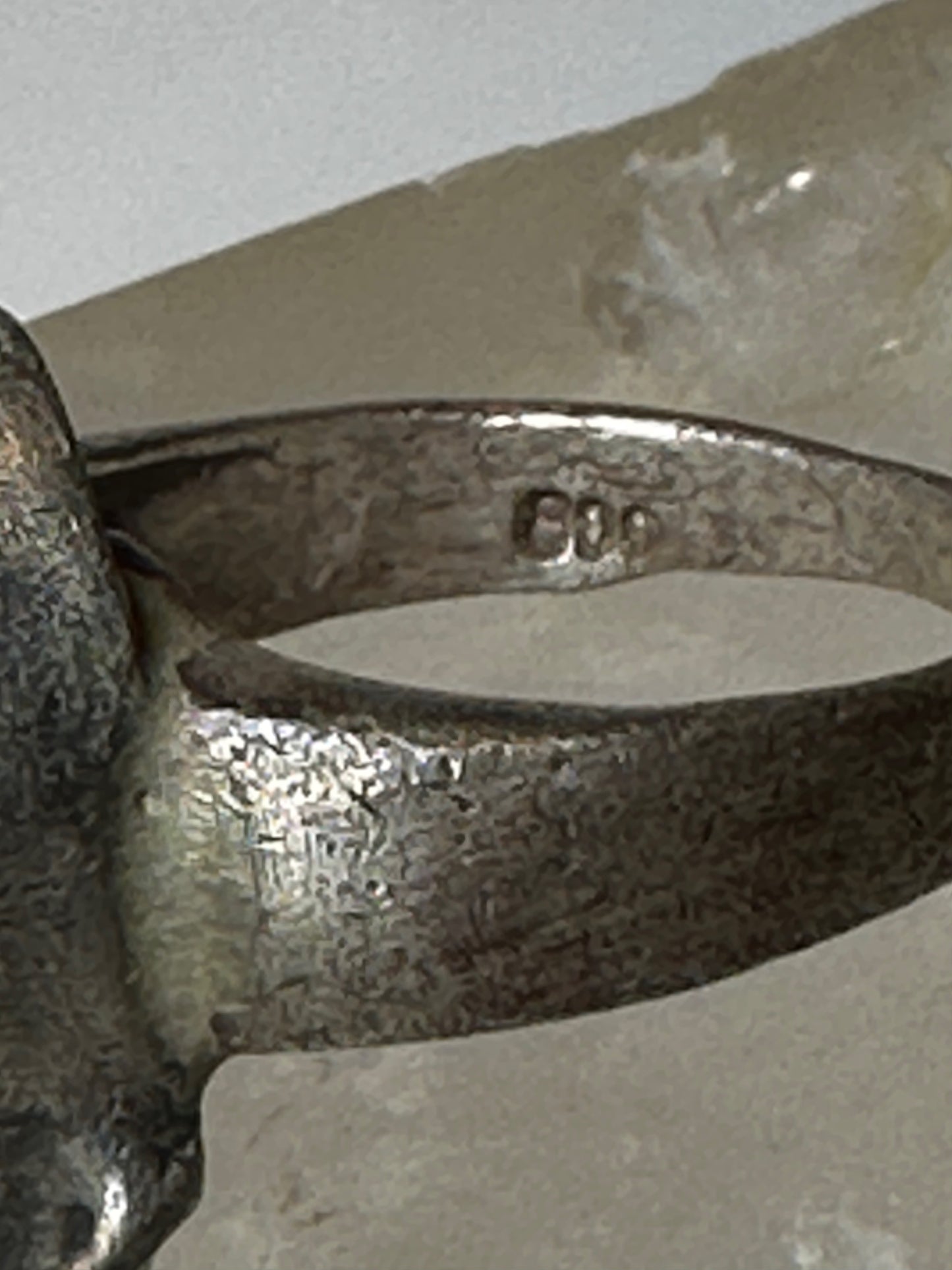 Skull ring size 7.75 biker band cast ring dark 800 silver from Ukraine