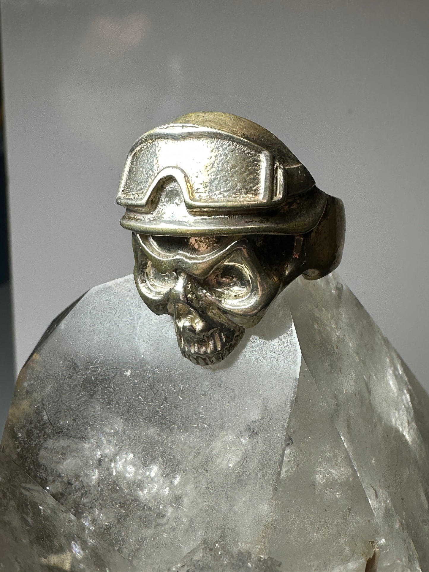 Skull ring size 10.25 biker band cast ring sterling silver from Ukraine