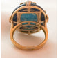 VIntage/Antique Art Deco Turquoise Ring Size 6 Detailed w Gold over Silver
