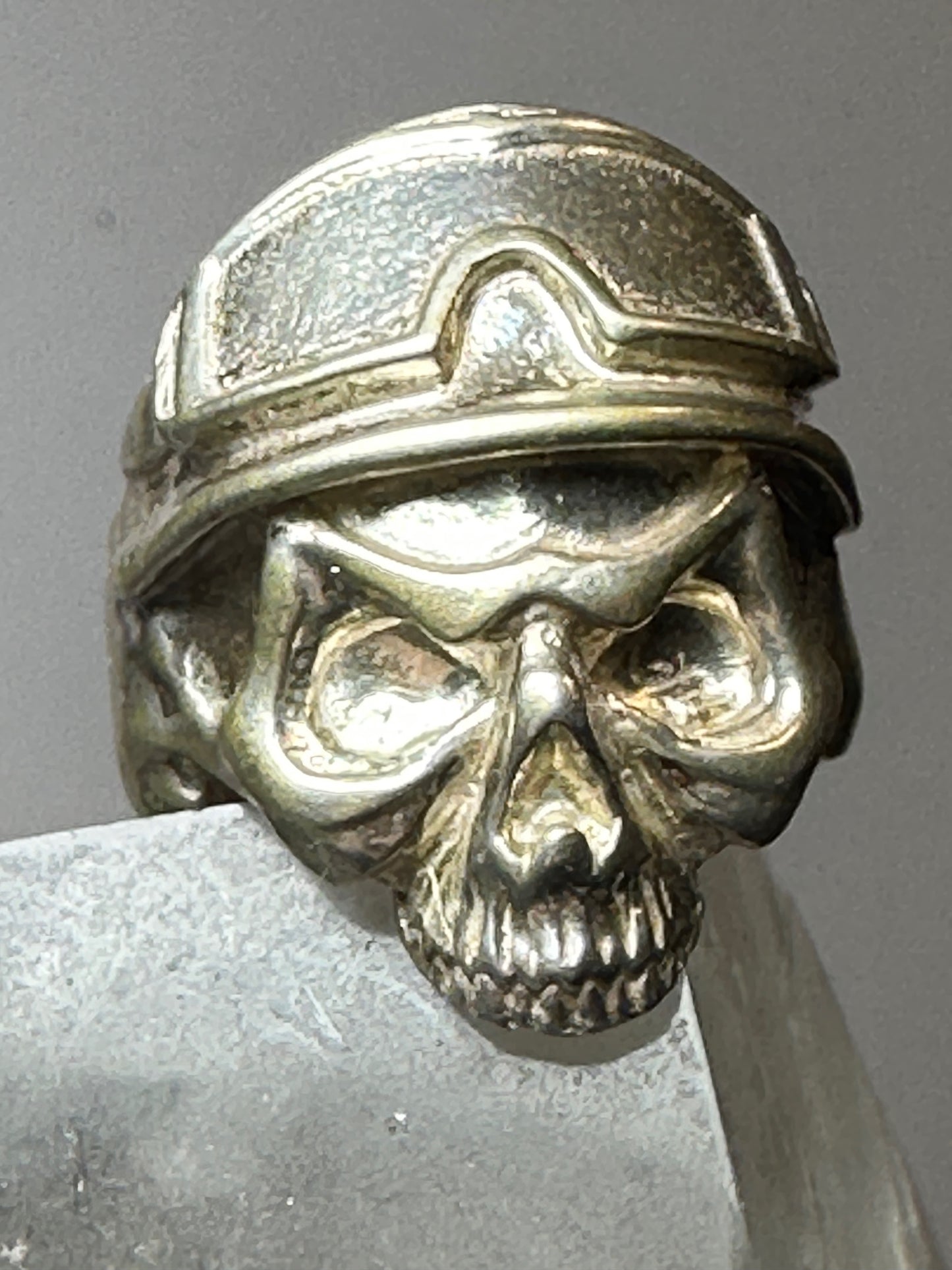 Skull ring size 10.25 biker band cast ring sterling silver from Ukraine