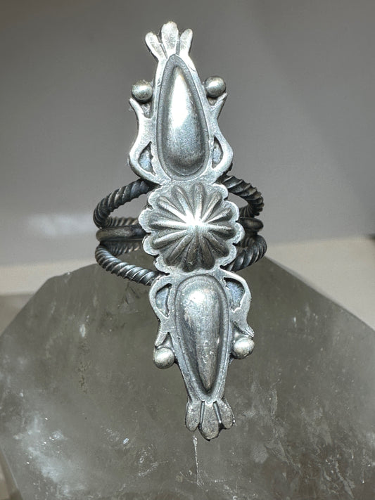 Concho ring size 6.75 Navajo repousse sterling silver long women