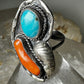 Navajo ring turquoise coral size 5.50 sterling silver women