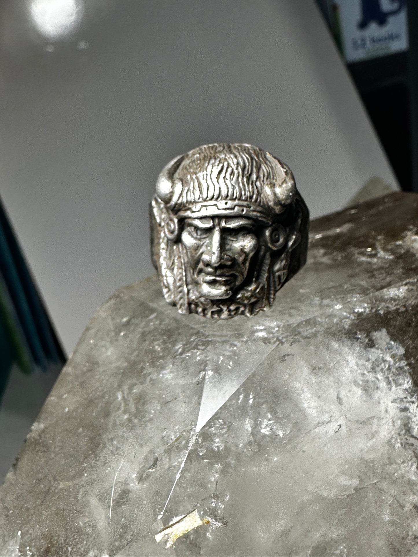 Buffalo headdress ring southwest chief size 10.25  sterling silver men