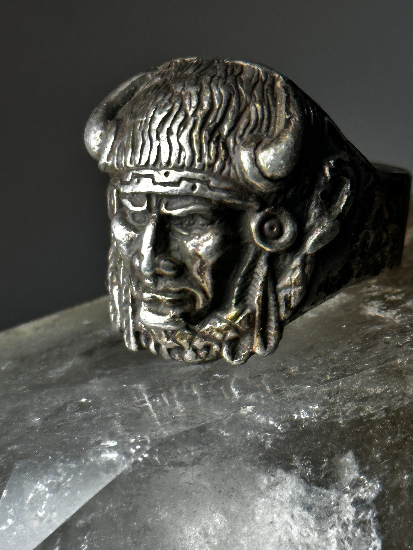 Buffalo headdress ring southwest chief size 10.25  sterling silver men