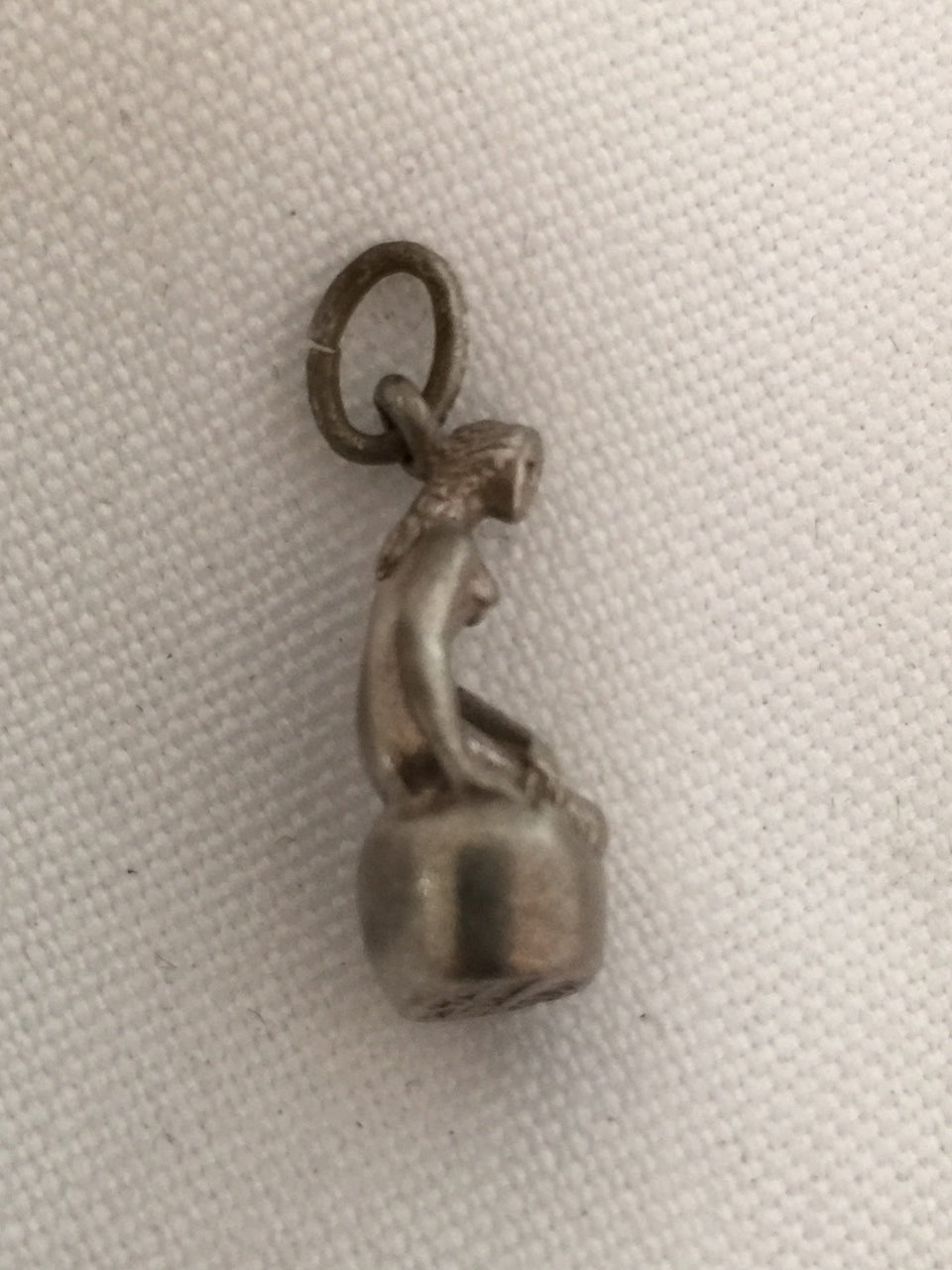 Vintage Sterling Silver Lady on a Rock Charm from Denmark