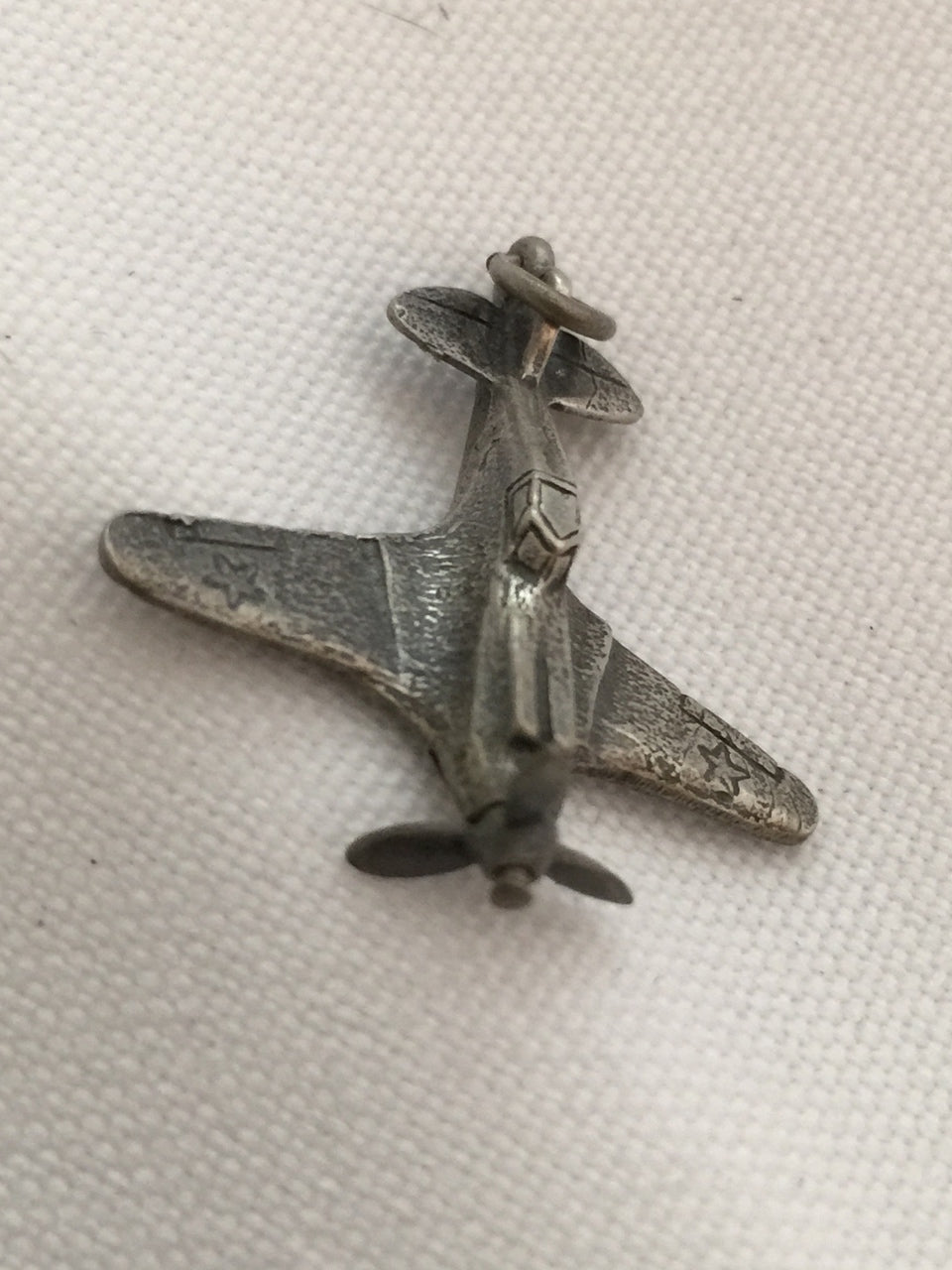 Vintage Solid Sterling Silver Airplane Charm moves from the 1940's
