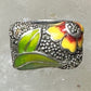 Flower ring size 8.75 floral marcasites  band sterling silver  women