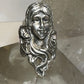 Long Face ring Art Deco long flowing hair size 5.75  sterling silver women