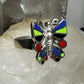 Butterfly ring southwest lapis onyx coral size 8 sterling silver women