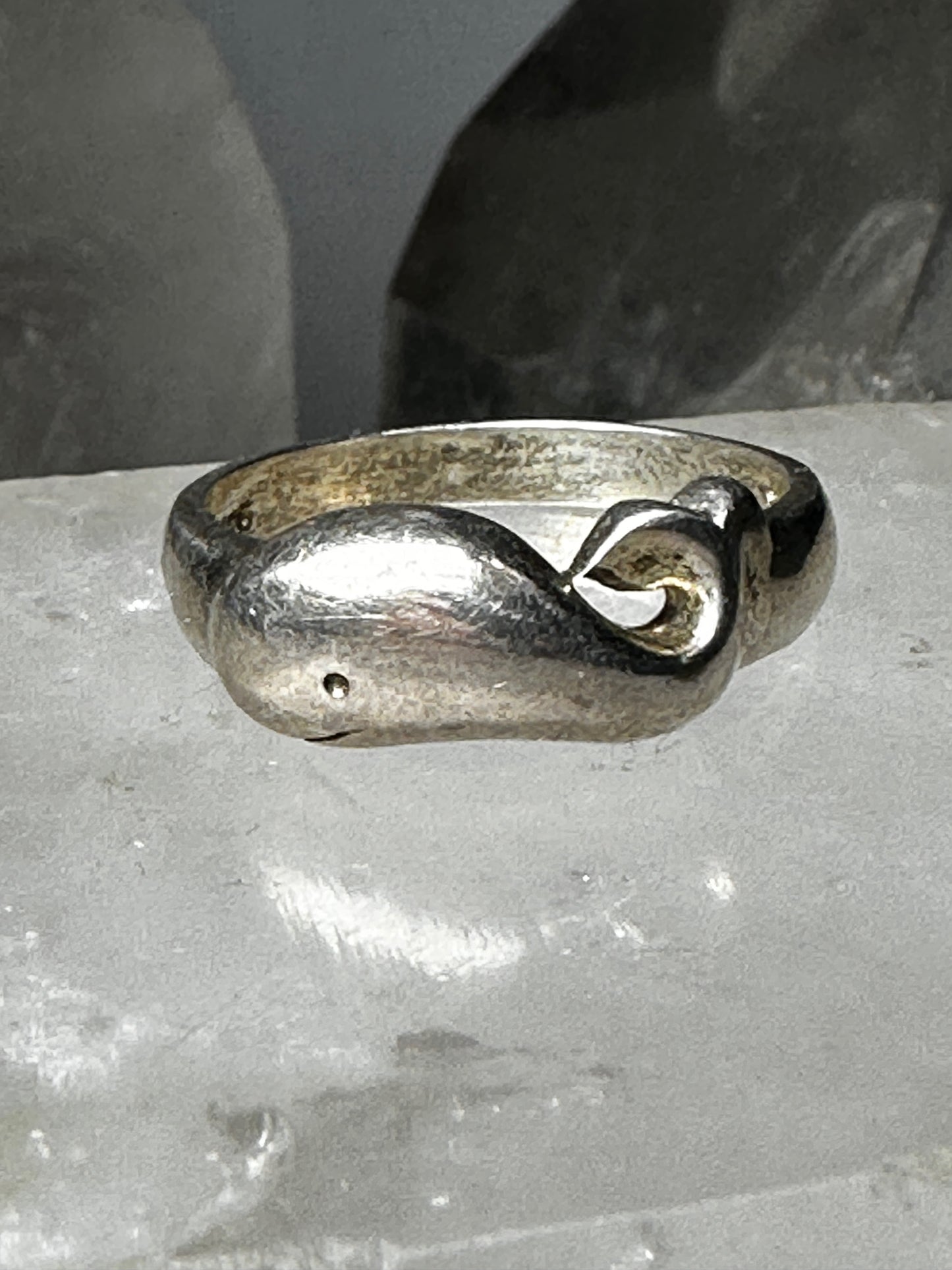 Whale ring size 8.75  band sterling silver women girls