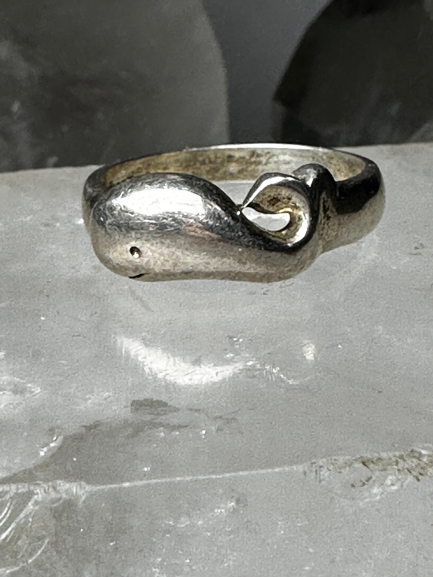 Whale ring size 8.75  band sterling silver women girls