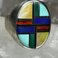 Navajo ring turquoise blue lapis spiny oyster MOP size 13 sterling silver women men