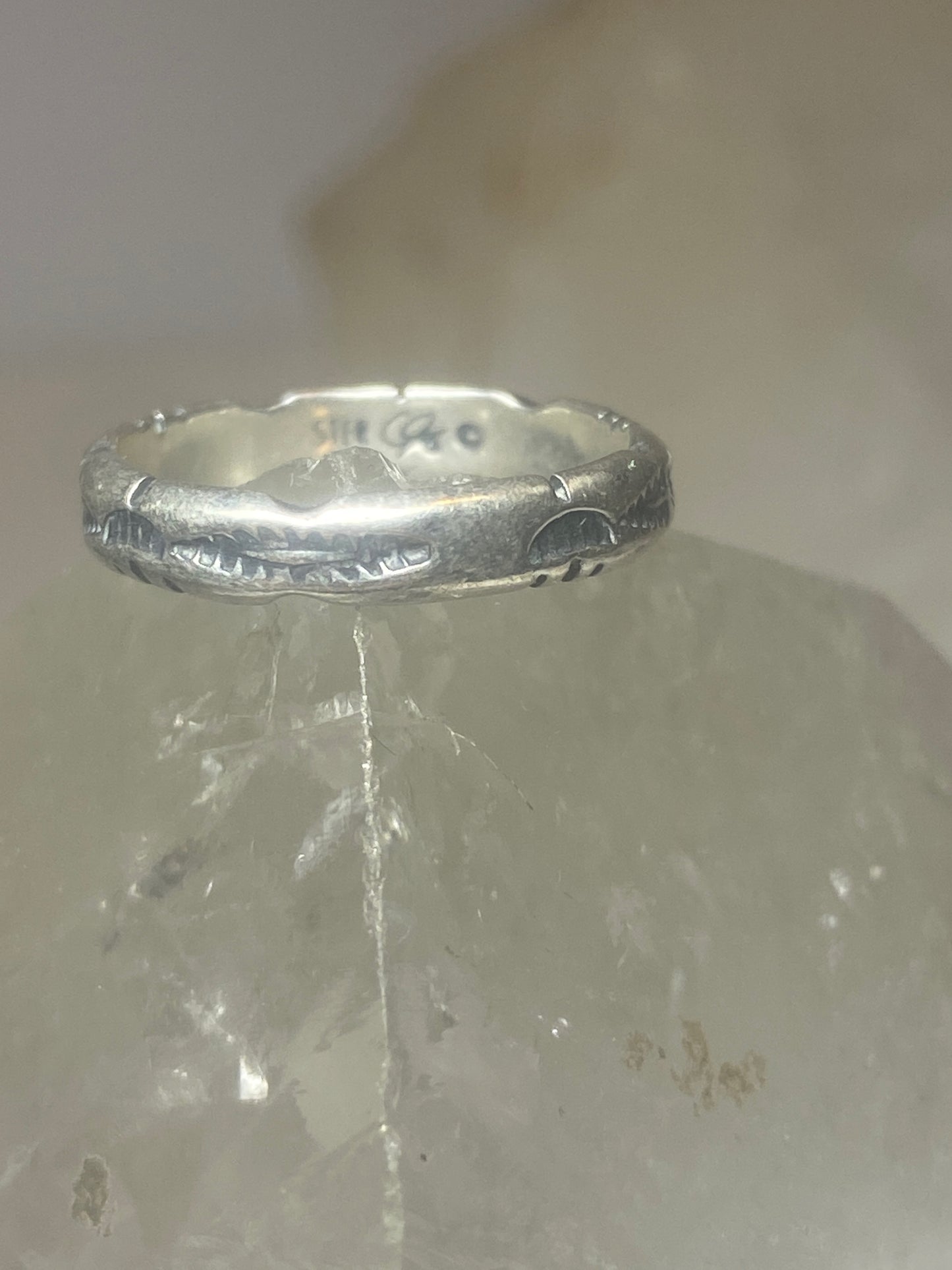 Sun rays ring southwest band signed pinky  sterling silver women girls