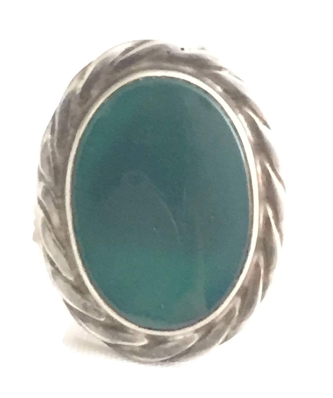 Green Jade Ring Southwest Sterling Silver Size 5.50