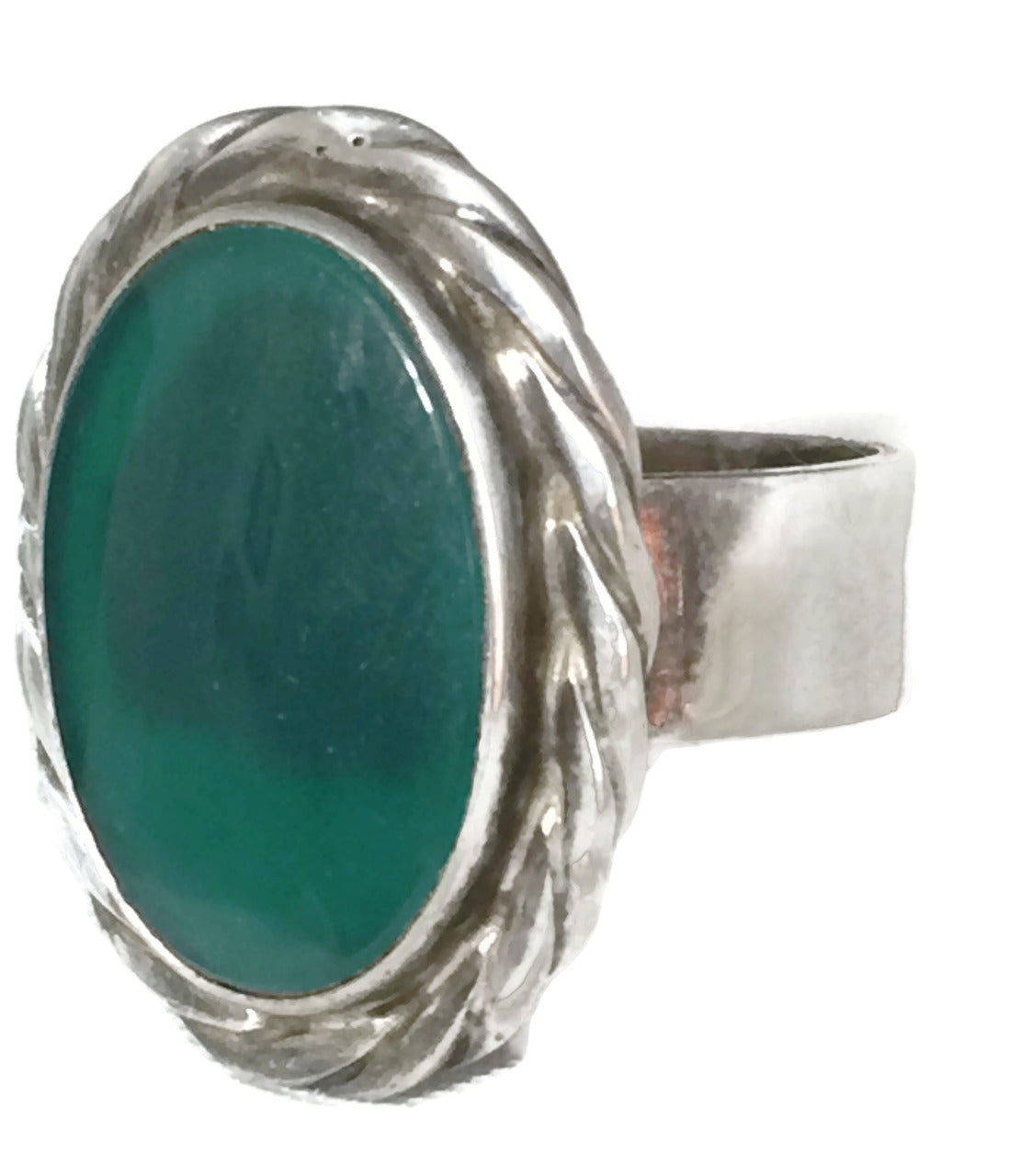 Green Jade Ring Southwest Sterling Silver Size 5.50