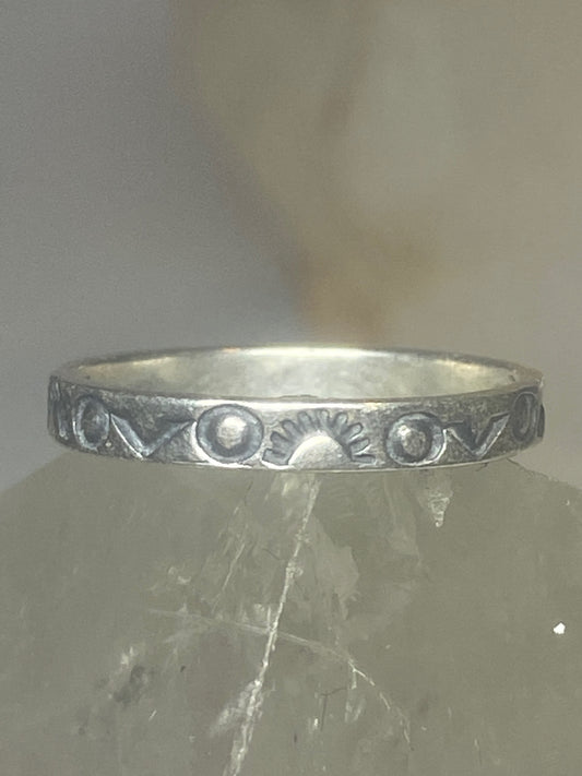 Sun rays ring southwest band signed pinky sterling silver women girl