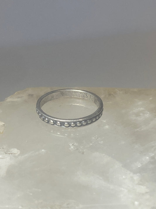 Stacker ring southwest beaded band signed  pinky sterling silver women girls