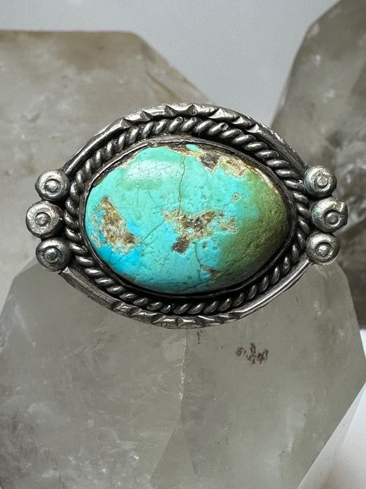 Turquoise ring size 7.50 adj southwest sterling silver women