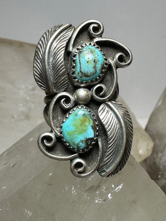 Turquoise ring size 5.75 Navajo long southwest sterling silver women