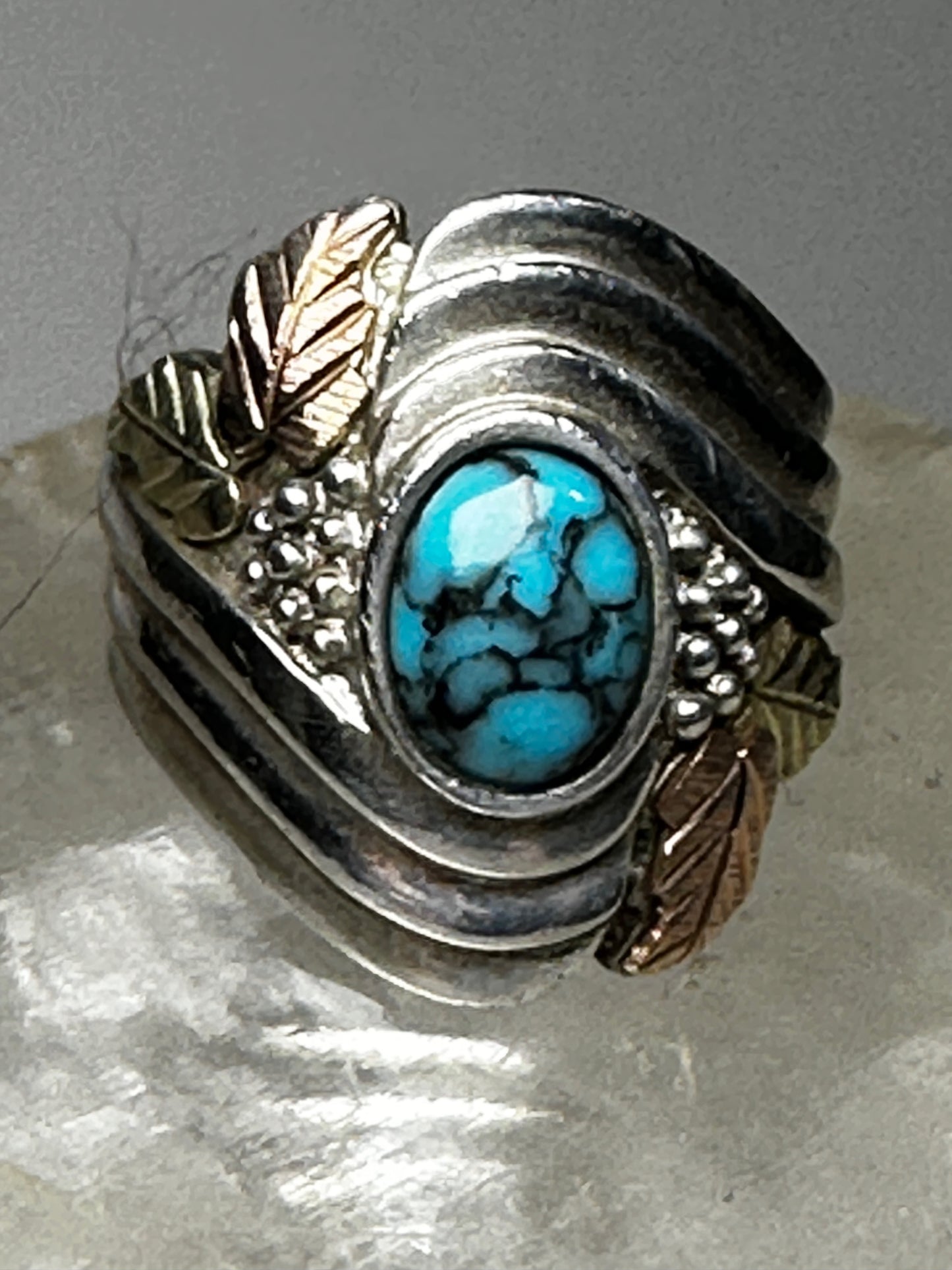 Black Hills Gold ring turquoise size 4.75 sterling silver women  girls