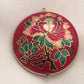 Vintage Cloisonne Pendant  Double Sided with a Large Red Flower