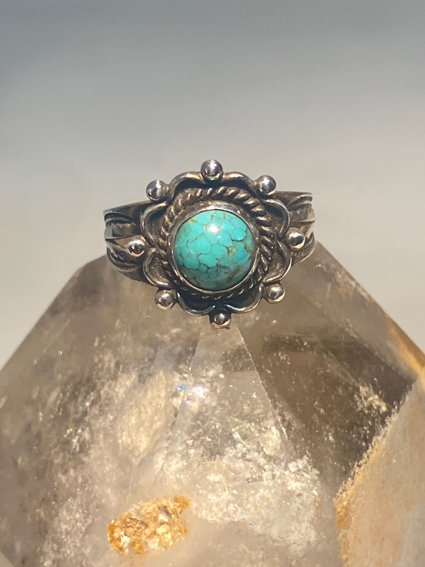 Turquoise ring Navajo southwest pinky sterling silver women girls