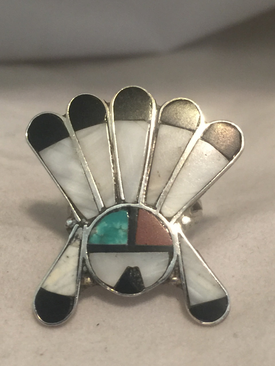 Vintage Sterling Silver Southwest Tribal Chief Sun Ring Size 5.25 5.8g