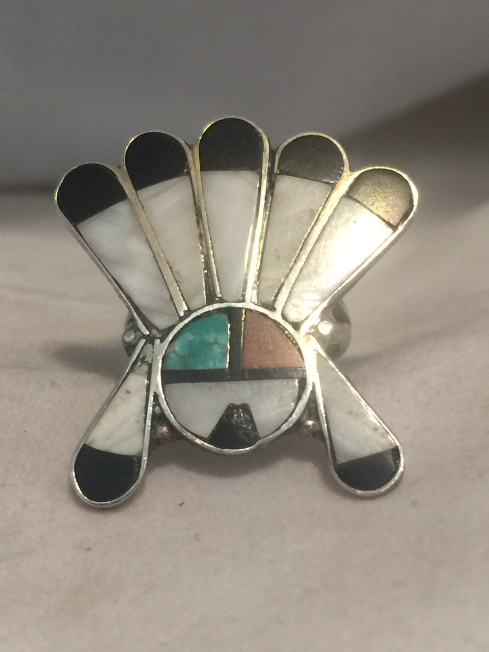 Vintage Sterling Silver Southwest Tribal Chief Sun Ring Size 5.25 5.8g