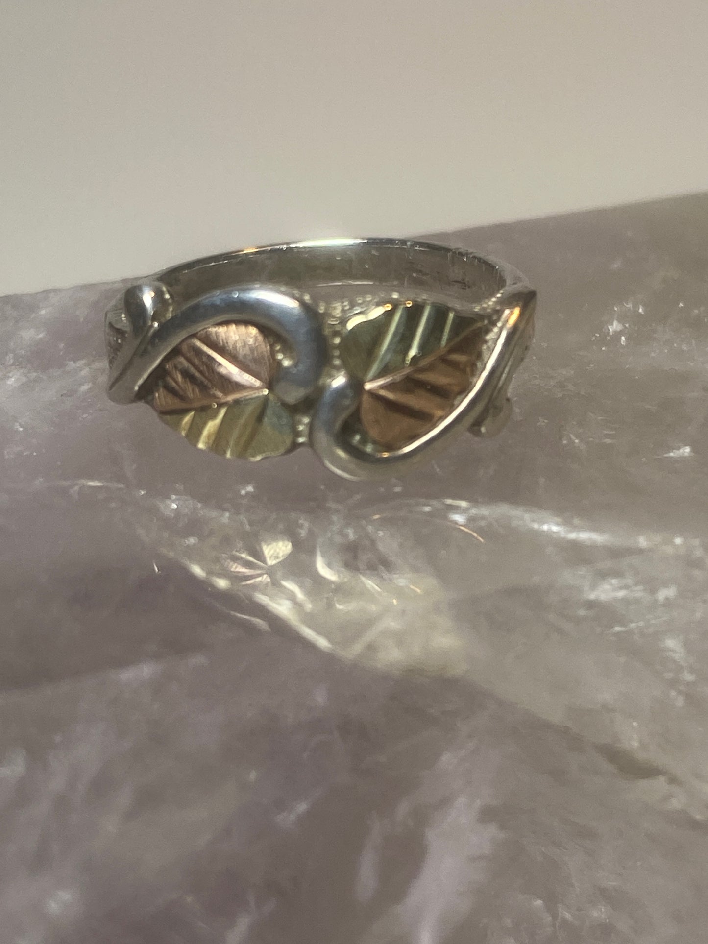 Black Hills Gold ring leaf band floral pinky sterling silver women girls