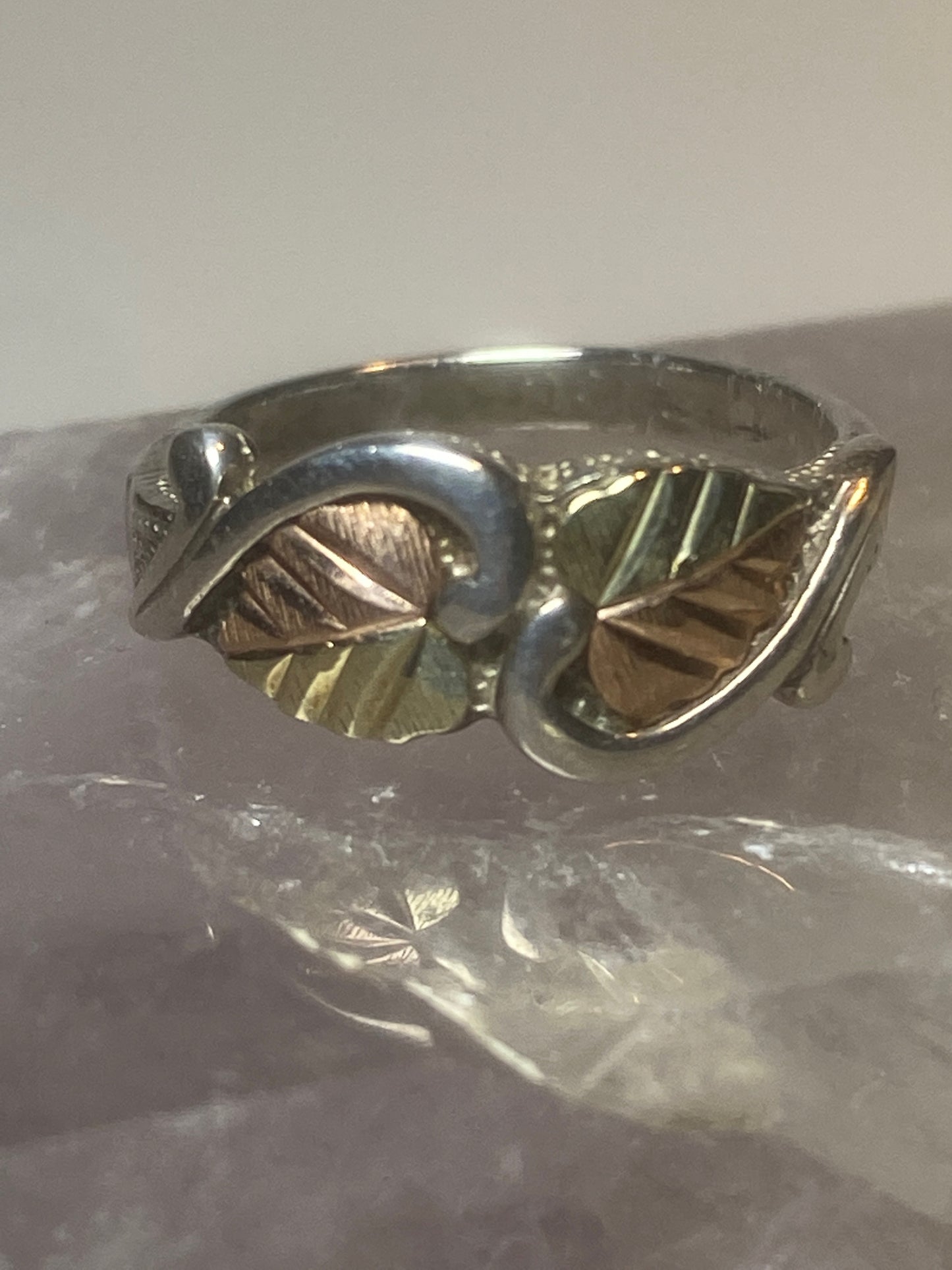 Black Hills Gold ring leaf band floral pinky sterling silver women girls