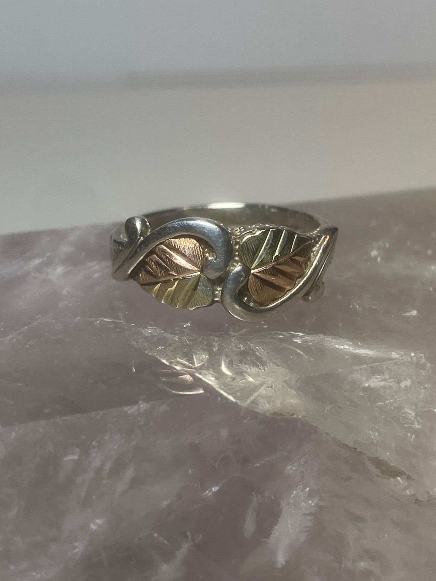 Black Hills Gold ring leaf band floral pinky sterling silver women girls