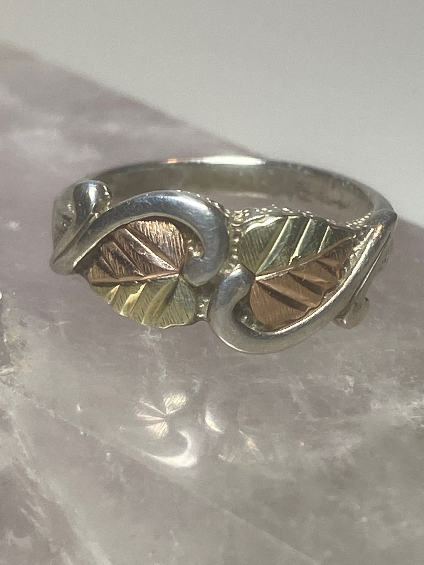 Black Hills Gold ring leaf band floral pinky sterling silver women girls